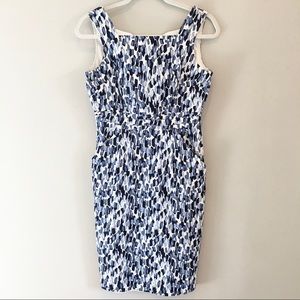 Adrianna Papell Blue and White Midi Dress